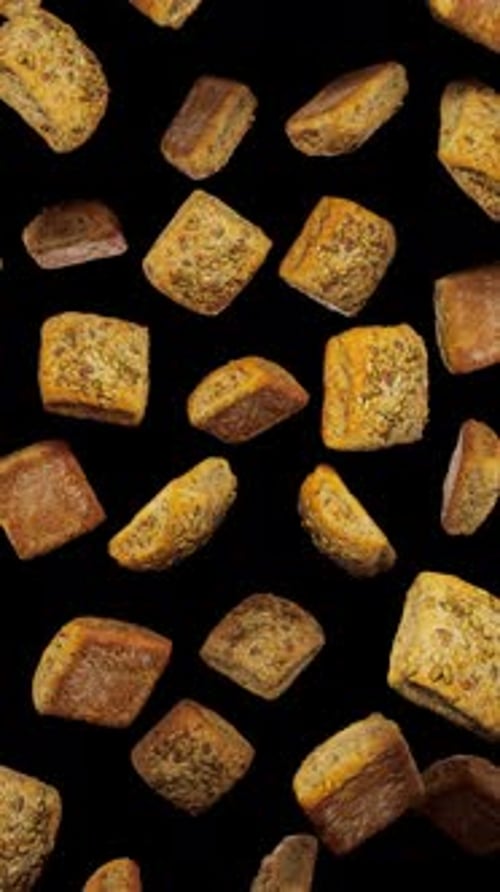 Bread And Crackers Falling Seamlessly Vertical