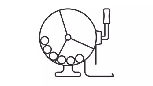 Animation of ball draw machine black linear icon