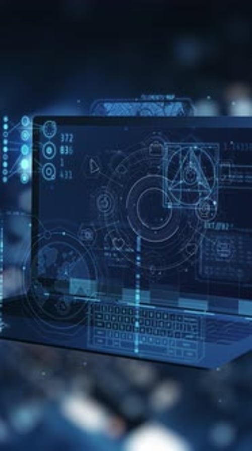 Animated Data Visuals on a 3D Laptop Interface