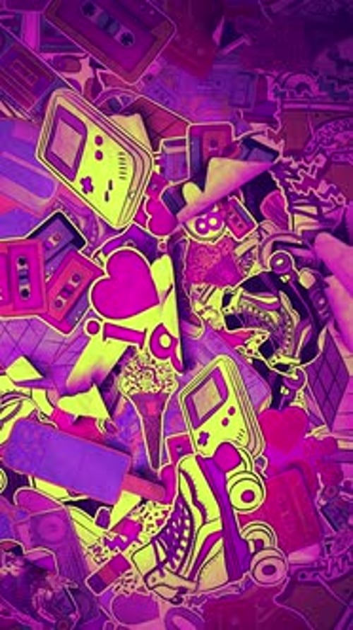 Animated Retro 80s Pop Art Sticker Background