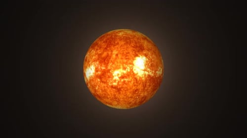 Volcanoes of the sun surface, Sun spinning his own axis, Front view of rotating sun. 1487