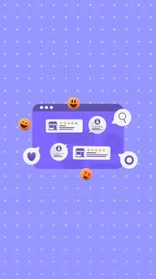Vertical Video Animation Illustrating Customer Review Analysis, And Feedback Evaluation.