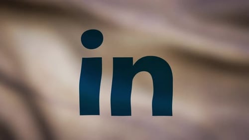Waving LinkedIn Logo On Fluid Fabric Background