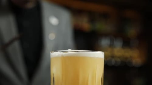the bartender prepares a cocktail at the bar