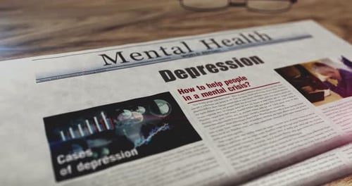 Depression newspaper on table