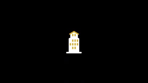 Vídeo de animación del icono del símbolo de la oficina del edificio