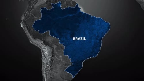 Modern Map Reveal of Brazil with Pulsating Highlight