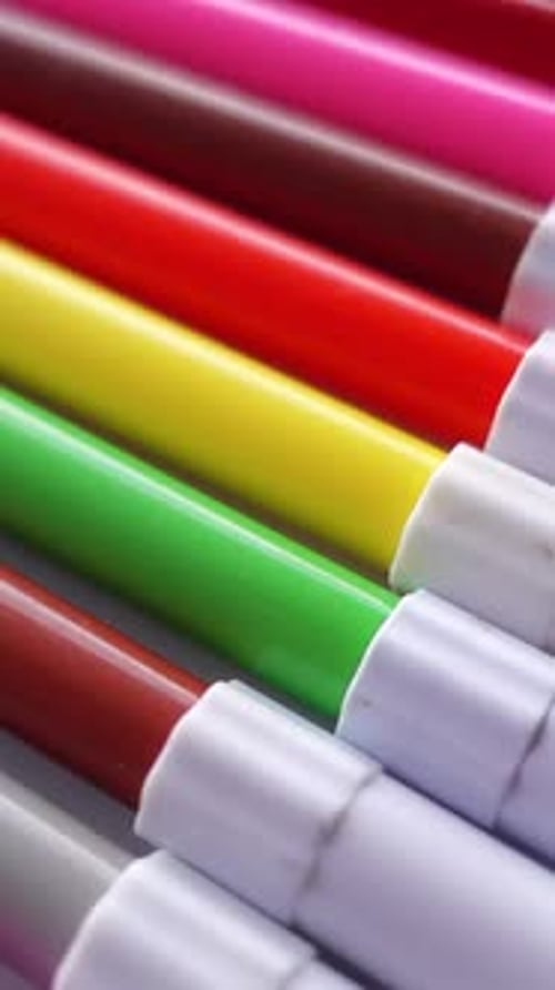Vertical Video of markers on white background