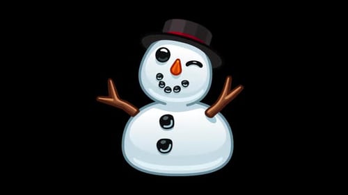 Animated Christmas Snowman Winking Character