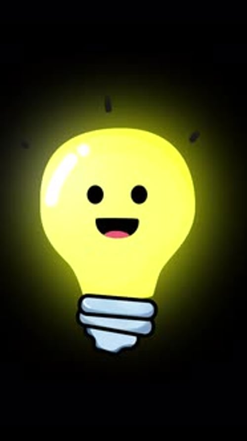Cute Light Bulb Cartoon Character With Happy Face On Alpha Channel Alpha