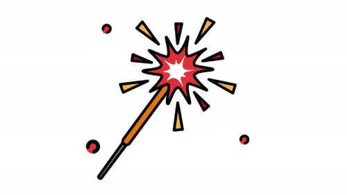 Decorative Animated Sparkler Bursting with Festive Sparks