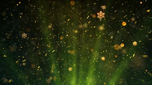 Golden Snowflakes and Sparkling Particles Festive Background