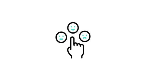 Animated Hand Selecting Emoji Faces for Feedback Rating