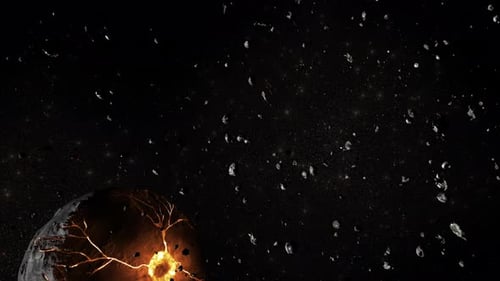 Explodierende Planeten und Asteroiden im Weltraum
