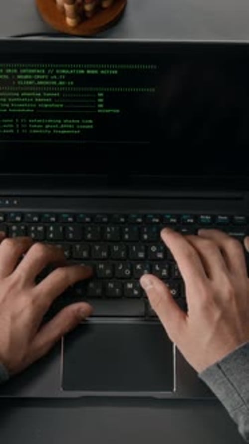 Vertical of Hands of Anonymous Programmer Writing Code on Laptop at Office Desk