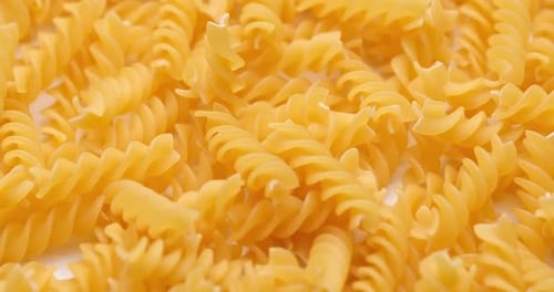Pasta Backgroud Macro View of Dry Authentic Italian Fusilli