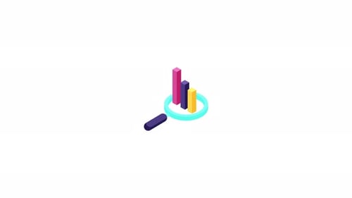 Magnifying Glass Over Colorful Bar Chart Data Analysis