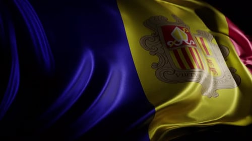 Andorra Flag Waving Loop with Realistic Fabric Texture