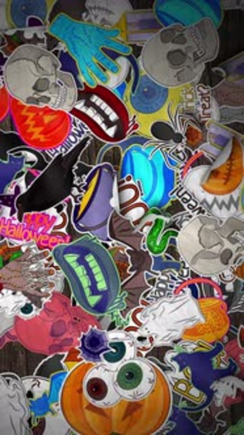 Animated Halloween Stickers Pack Vertical Reveal
