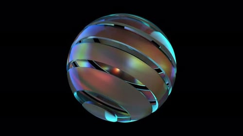 Sphère en ruban irisé — Boucle abstraite 3D futuriste