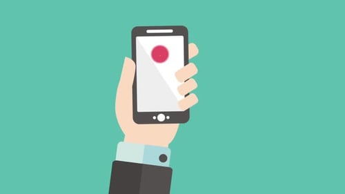 Hand Holding Smartphone with Like Dislike Interaction Animation