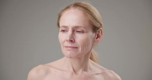 Woman Close Up Portrait Neutral Expression