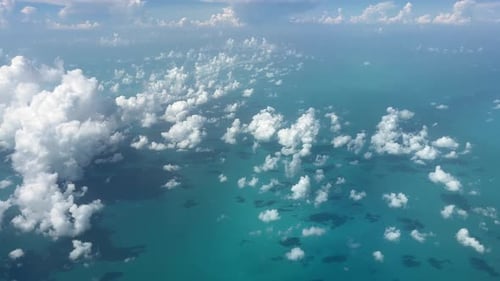 Aerial view of beautiful clouds over the sea