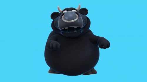 Fun 3D cartoon bull dancing (with alpha channel)