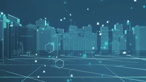 Futuristic Digital City Network Connection Animation