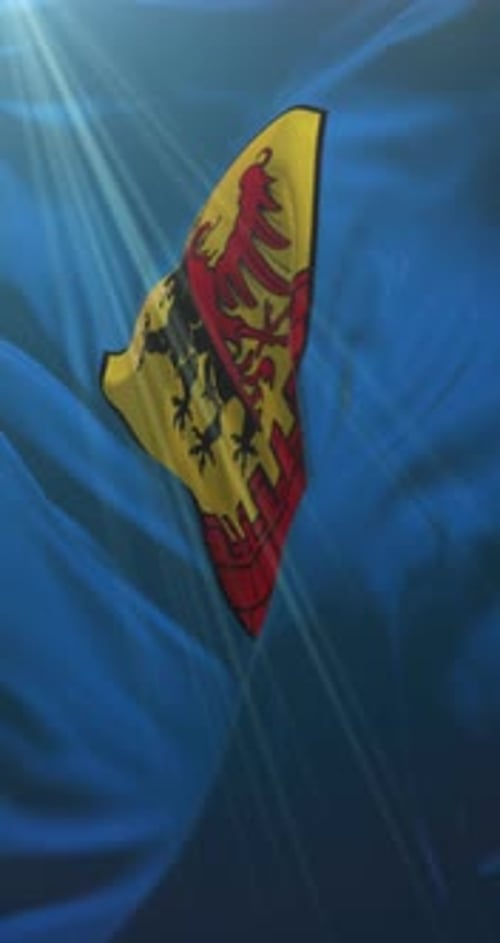 Waving Heraldic Flag with Sunbeams Animation