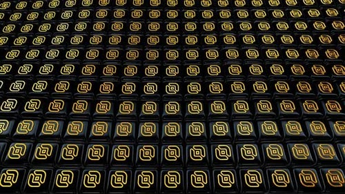 Animated Glossy Black Tiles with Gold Geometric Patterns