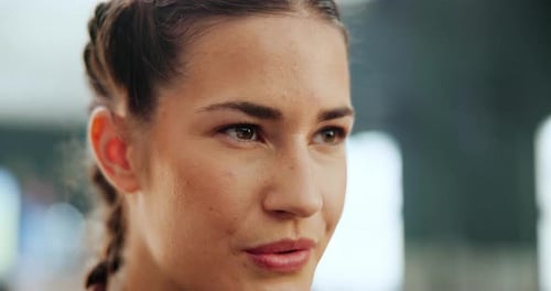 Intense Woman Close Up at the Gym