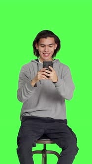 Front View of Person Sending Text Messages on Phone, People Stock ...