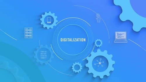 Flache Infografik, Icons, Hintergrund, Digitalisierung, Loopable Animation