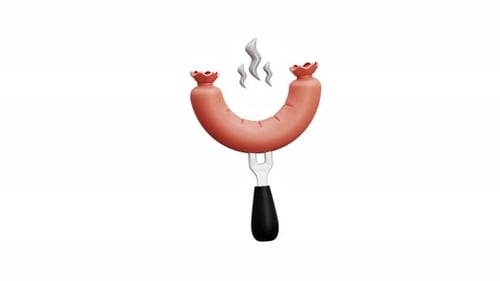 3d Animation Hot Dog Sausage Grill Food Cooking