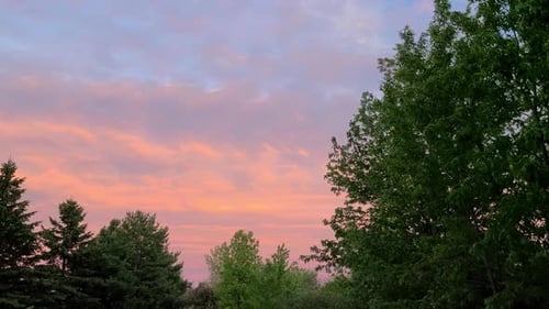 Magnificent sunset with horizontal pan camera movement