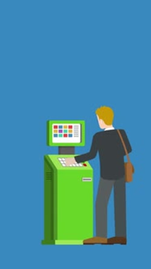 Payments and Receive Money.Atm Machine Vertical Animation