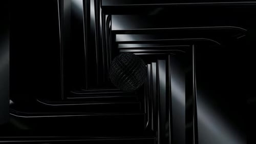 Movement Through a Tunnel of Black Shapes, Background, Reflection, Exclusive, 3D Render