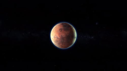 Realistic Mars Planet Rotating in Deep Space Animation
