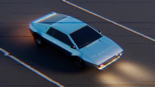 Futuristic Glitch Car Drive Animation