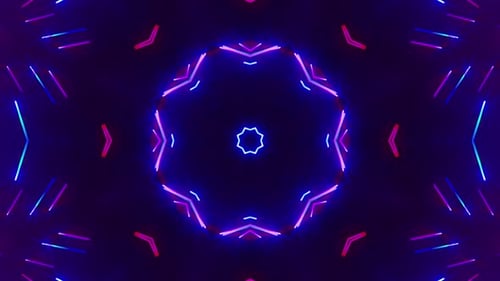 Abstract Neon Geometric Kaleidoscope Loop Background