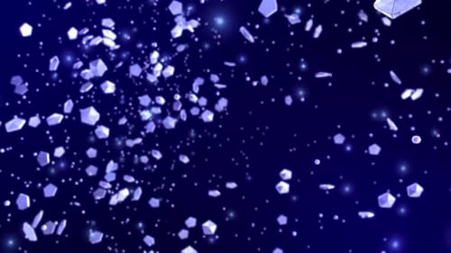 Abstract Geometric Crystal Fragments Floating in Blue Space Background