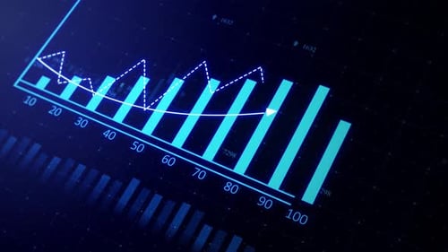 Graph with Rising Up Arrow and Bar Stats Financial Data and Diagrams