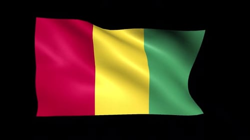 Realistic Waving Flag of Guinea on Transparent Background