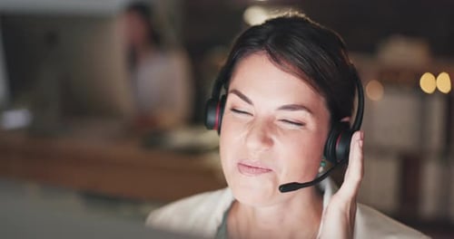 Call center, explain or friendly woman in office, customer services or communications company