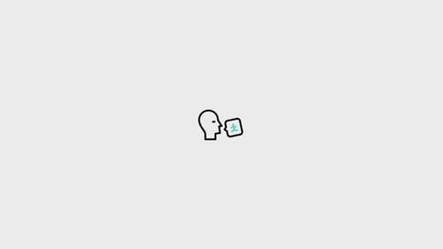 Minimalist Head Profile with Idea Speech Bubble Animation