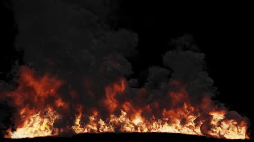 Realistic Ground Fire And Rising Smoke Line Overlay