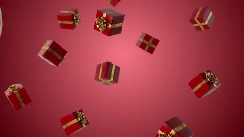 Seamless Loop of Falling Red Gift Boxes for Celebrations