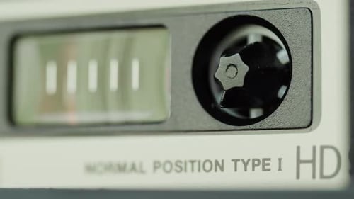 Retro Radio Tape Recorder Audio Cassette Closeup