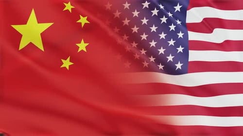 Animated Waving Flags of China and the USA